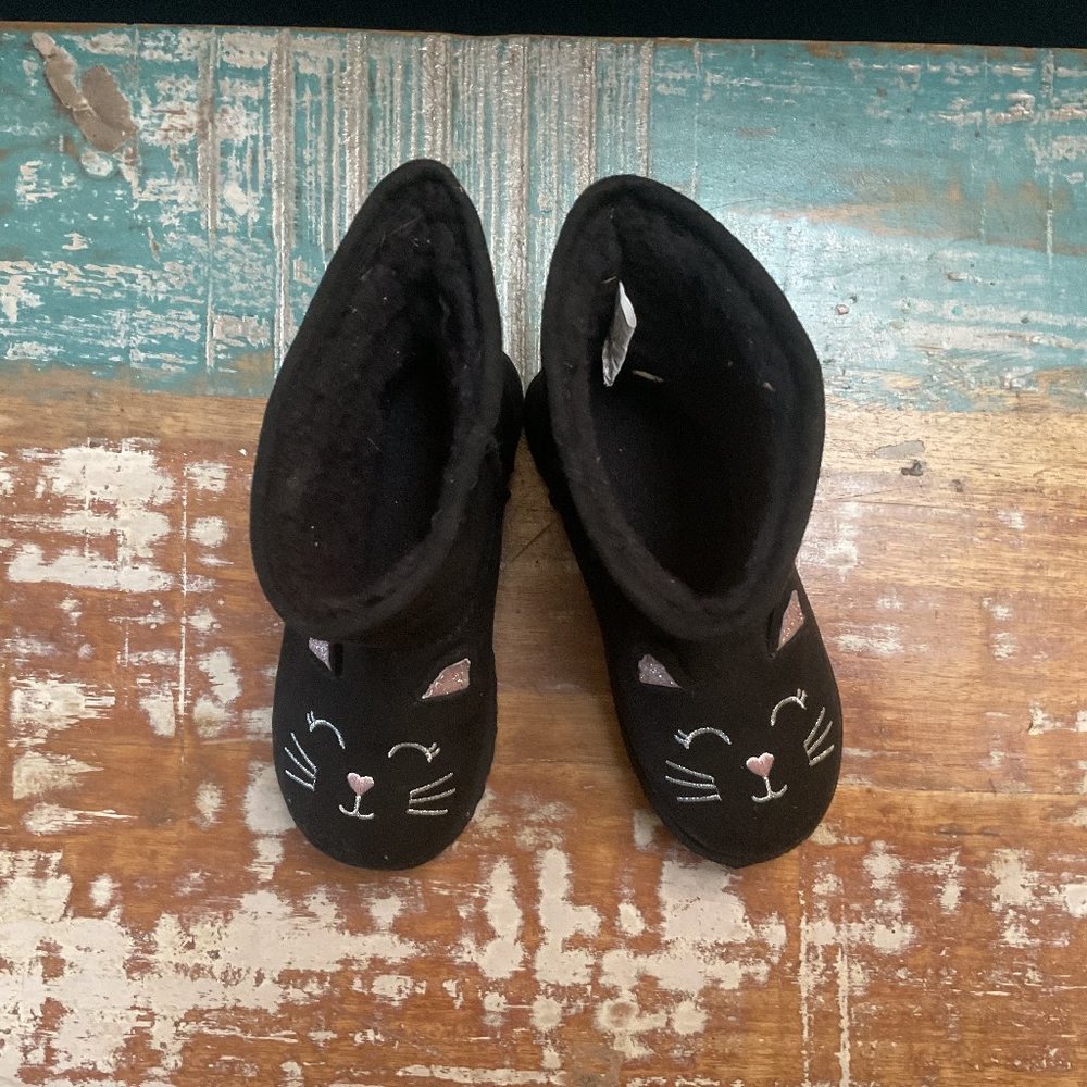 Wonder Nation Toddler Girl Black Cat Faux Shearling Winter Boot | Toddler Size 8